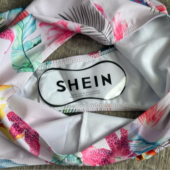 NWT 2 Piece Tropical Swim Suit High waisted Bikini Floral Palm - Picture 9 of 12